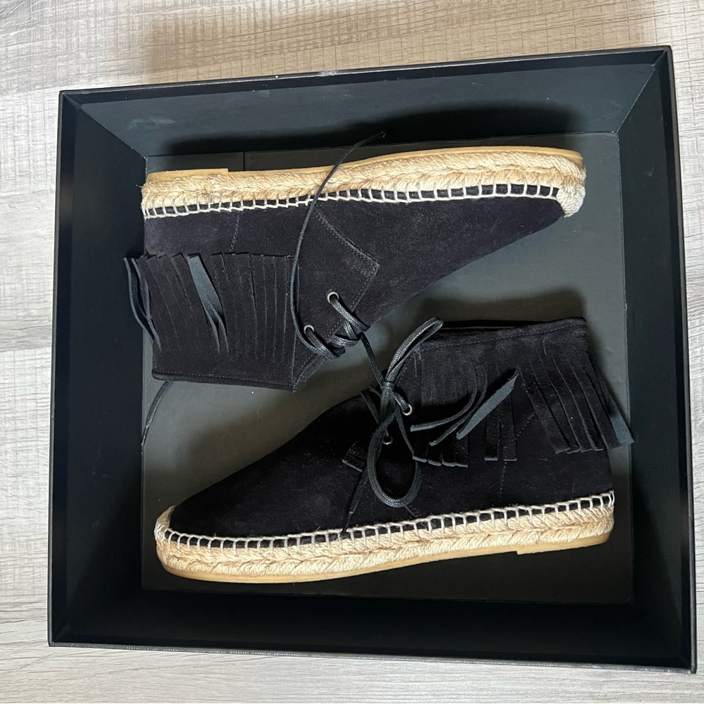 NEW SAINT LAURENT Fringe Suede Espadrille Black Desert Boots Size 36 - Picture 5 of 16